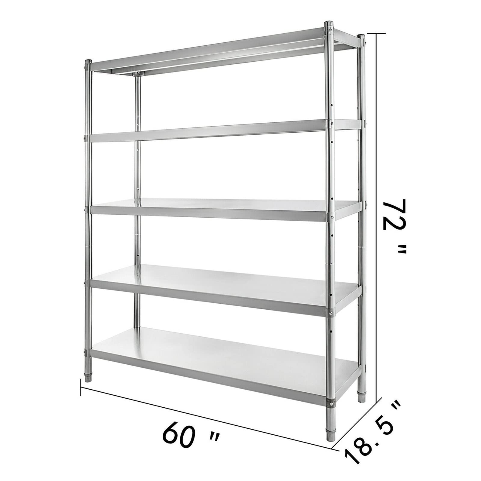 Estante de almacenamiento comercial de acero inoxidable de 4 niveles y 5 niveles for cocina, almacén, garaje, almacenamiento de utensilios de cocina Para principiantes(4 Tier 58.5in x 17in)