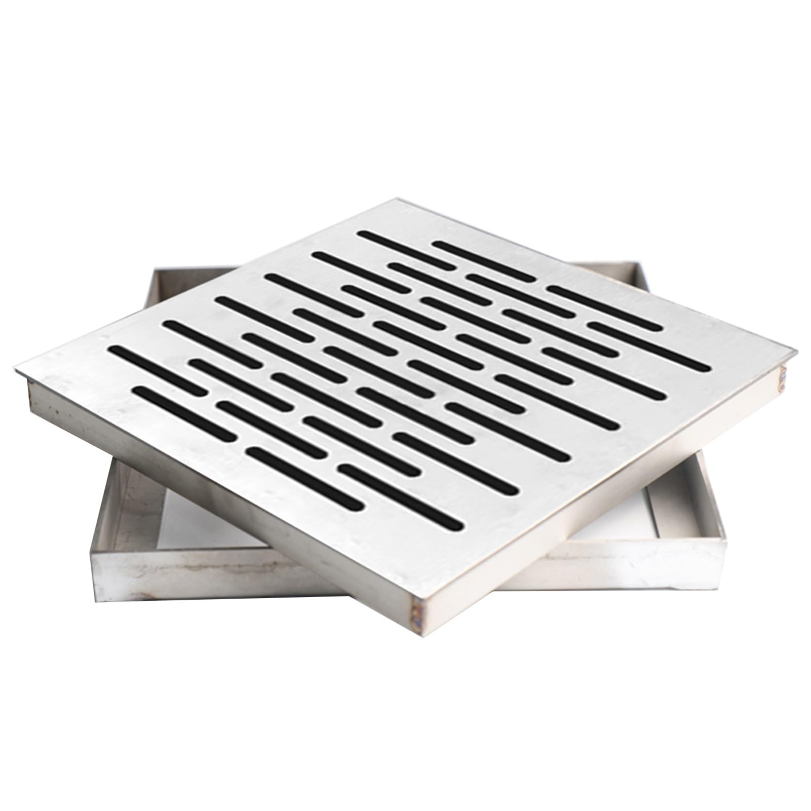 Genérico Kit de Rejilla de desagüe de Ducha de Acero Inoxidable – Sumidero Exterior y desagüe de Zanja para Patios, entradas de vehículos, Jardines y baños – Rejilla de alcantarillado Plateada extraí