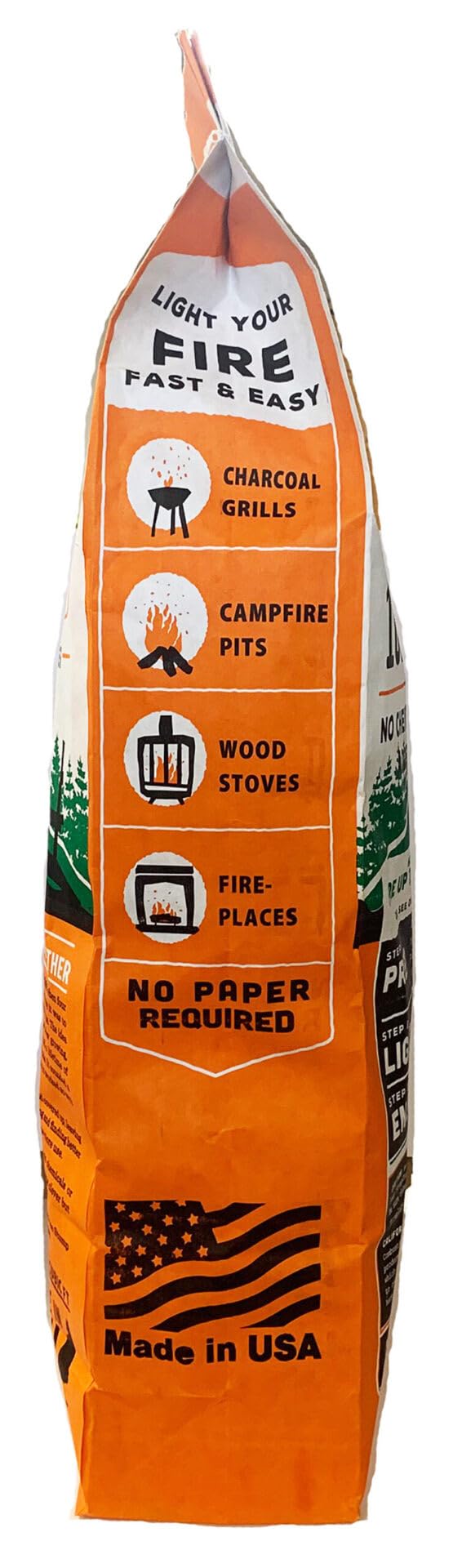 Stump Chunks - Accendifuoco in 100% legno naturale (grande), borsa da 1,5 m., arancione, nero, marrone e bianco