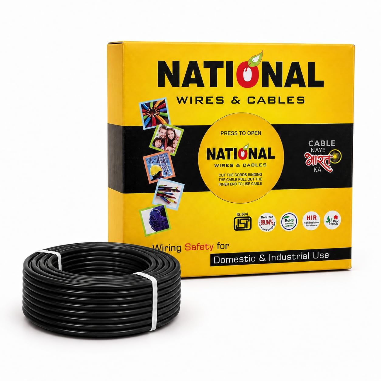 NATIONAL P.V.C. INSULATED WIRES & CABLES | 1.0mm | 90m | FR PVC Insulated CCA Copper Wire | Single Core Multi-Strand House Wiring Cable | Gauge (10 No.) | Black-image-20