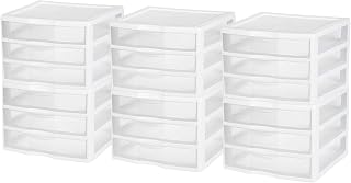 Wide 3-Drawer Storage Unit for Bedroom and Dresser, 6-Pack | Organizing Plastic Storage Drawers and Containers for Home, Office, Desk, Clothes, Kitchen, and Pantry