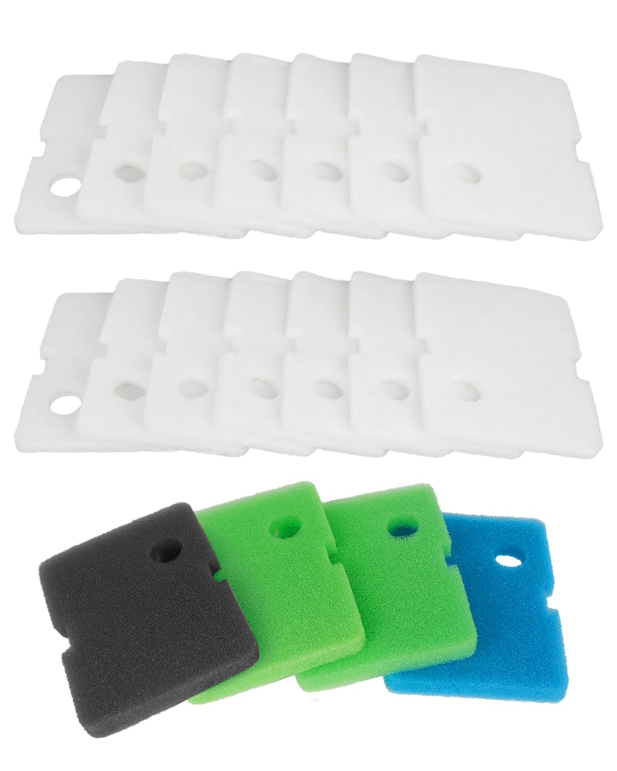 16 Pcs Replacement Canister Filter Pads, Aquarium Filter Media Sponge Foam Floss for Fish Tank Water Filtration