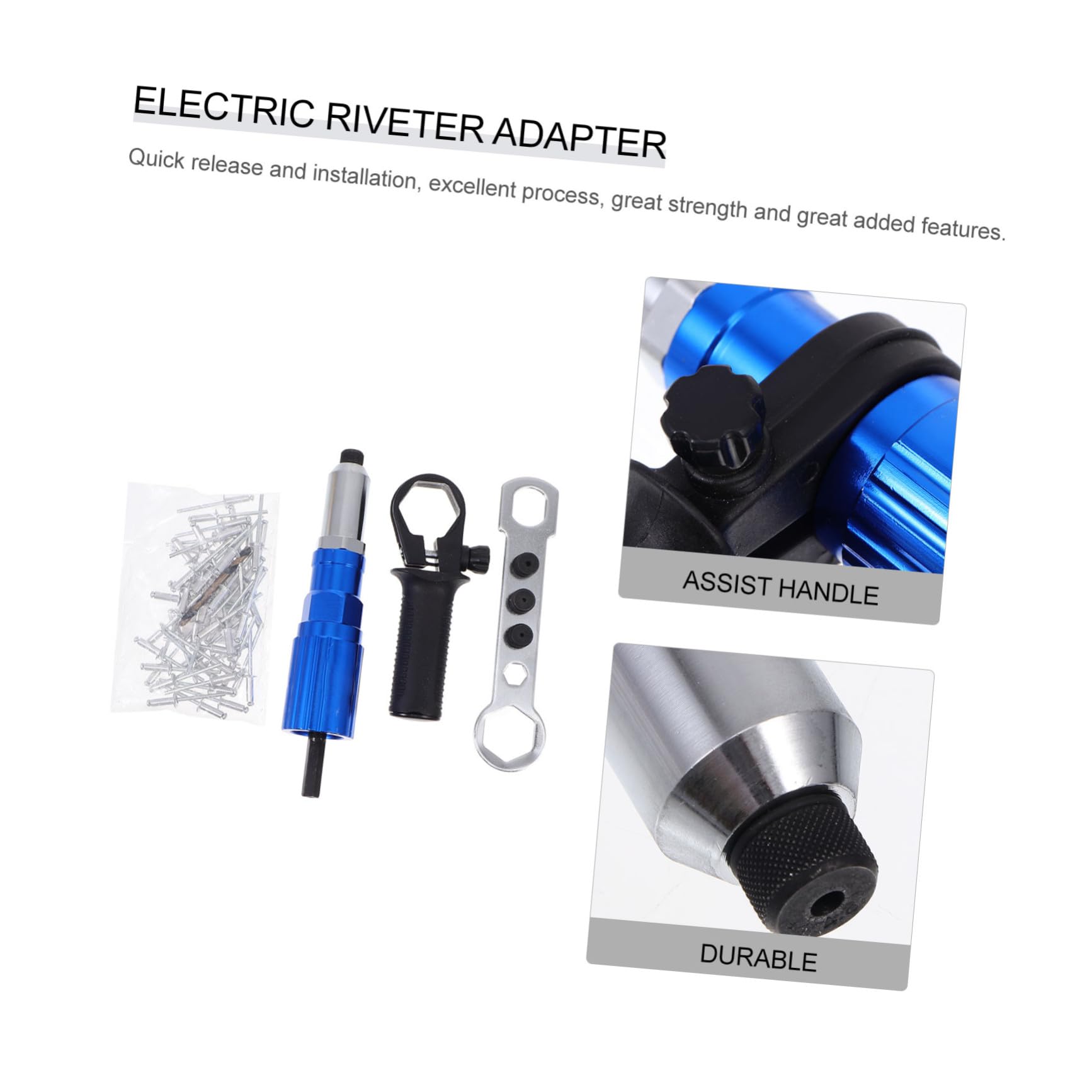 1 Ensemble Adaptateur De Rivet Électrique Avec Outil De Conversion Pour Tirage De Rivets Avec Et Foret Aluminium Alloy