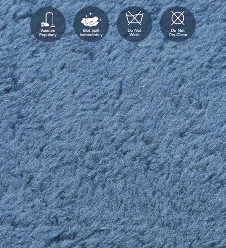 Image of Obsessions Large Indoor Polyester Carpet with Solid Pattern Felt Backing, Ideal for Bedroom & Living Room 160x230cm, Blue