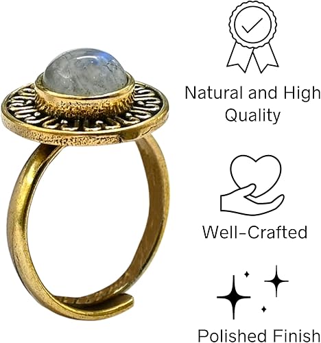 Miniatura 4 de Rainbow Moonstone Rings for Women and Teen Girls - Gold Rainbow Moonstone Crystal Ring Birthstone Jewelry - Healing Crystal Gifts for Her, Mothers