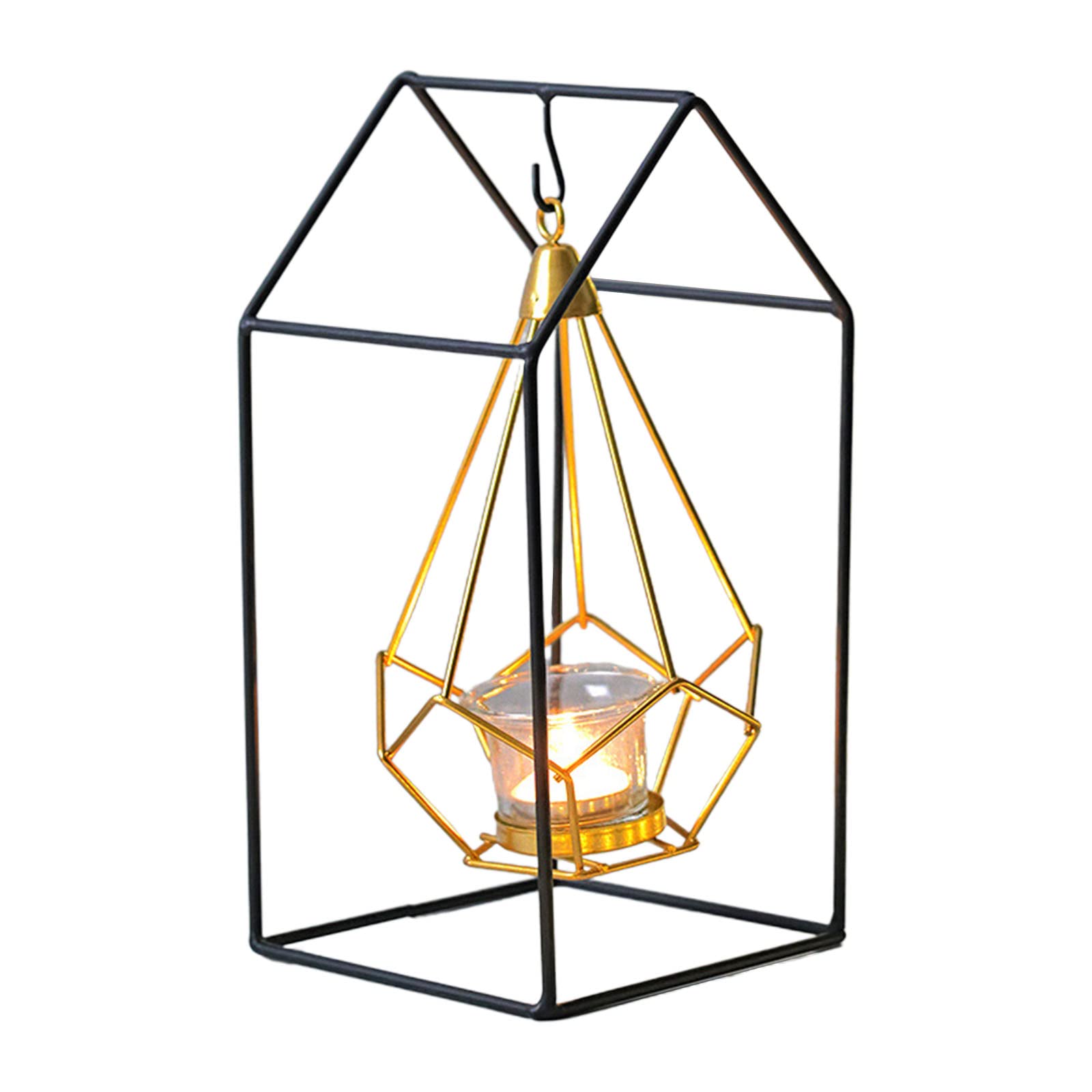 WEILWH Nordic Geometric Metal Hanging Candlestick Wrought Iron Holder for Home Wedding Dining Table Decoration Holder for Wedding