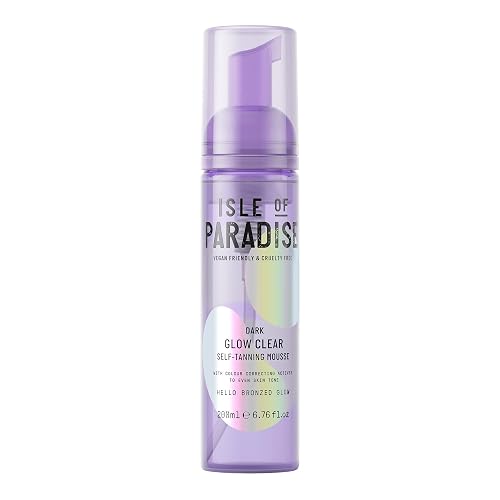 Isle of Paradise Glow Clear Self-Tanning Mousse, Dark (Bronzed Glow) - Color Correcting Tanning Foam for Ultimate Bronze, Vegan and Cruelty Free, 6.76 Fl Oz - 6.76 Fl Oz (Pack of 1) - Dark (Bronzed Glow)