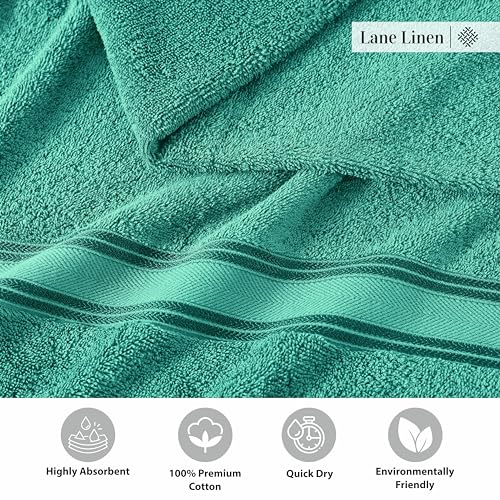 Image of LANE LINEN Extra Large Bath Towels for Bathroom- 100% Cotton Bath Sheets, Quick Dry, Large Size, Shower Towel, Cotton Sheet for Bathroom, Teal GreenTowels Set of 4
