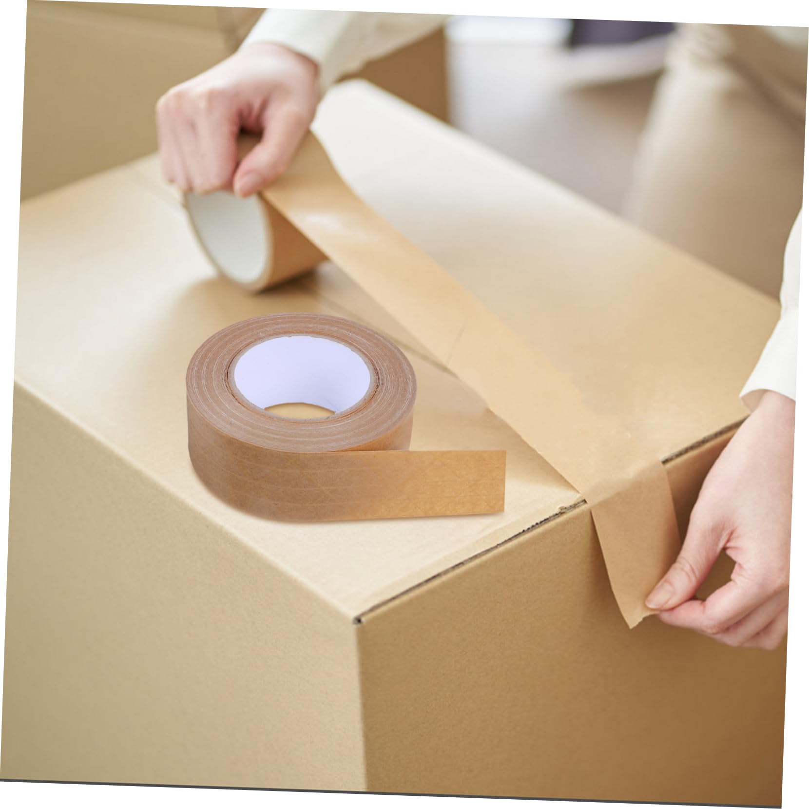 OUNONA 3stücke Packband Braun Gummiertes Kraftpapierklebeband Wasseraktiviertes Klebeband für Versandkartons Verstärktes Verpackungsklebeband Braunes Paketklebeband Strapazierfähig