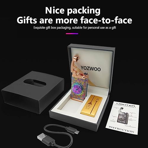 Miniatura 6 de Encendedor eléctrico de doble arco, recargable por USB, resistente al viento, sin llama, encendedor de velas, encendedor fresco con caja de regalo