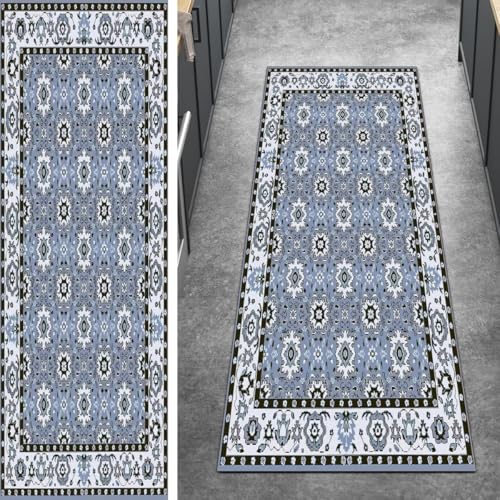 Alfombra de pasillo azul lavable ideal para proteger el suelo de la cocina y el dormitorio 2