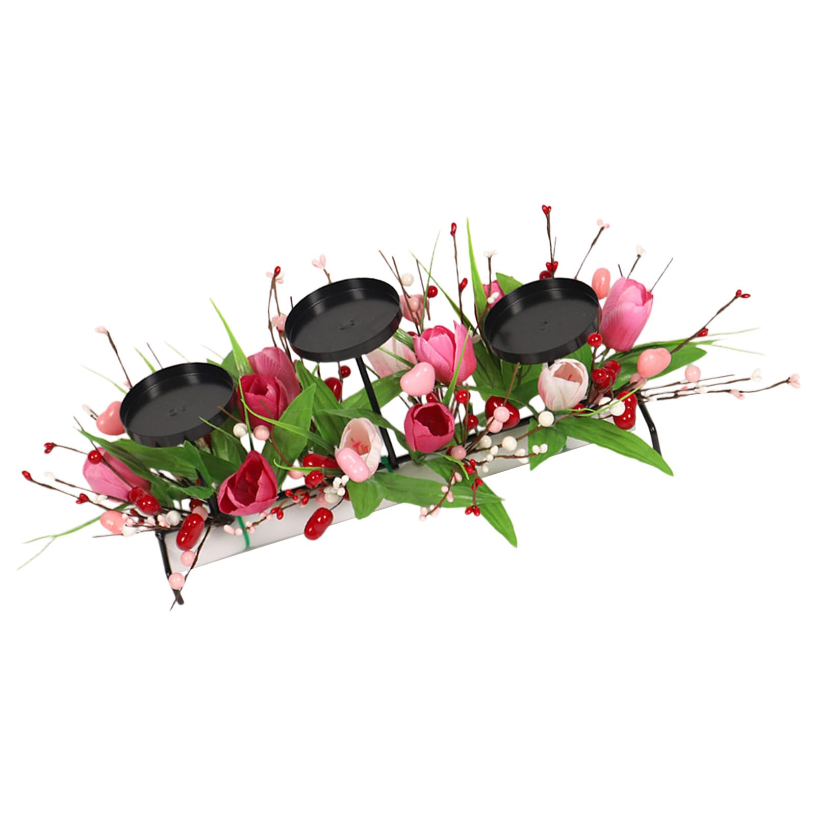 Elnwnnkc Decorative Stand Artificial Flower Tealight Holders for Valentines Table Centerpeices Iron Candleholders Decorsative Stand for Home Decors
