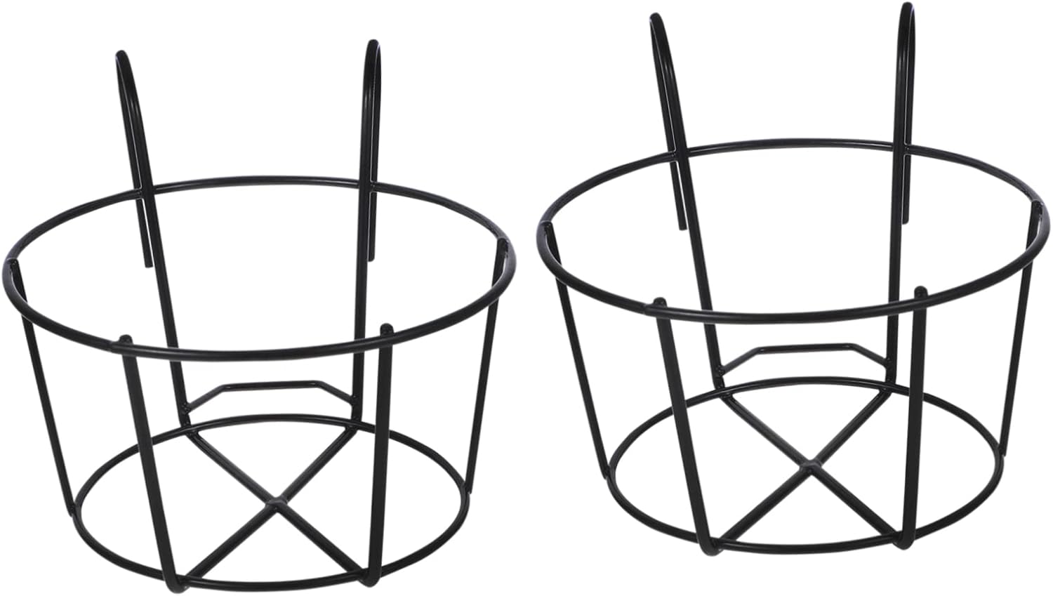 Angoily Pot Planters Indoor Hanging Railing Planter Holder: 2Pcs Round Metal Railing Basket Holder-Potted Plant Stand for Balcony Fence Porch Plant Pot Flowerpot 26X20CM Indoor Hanging Planters
