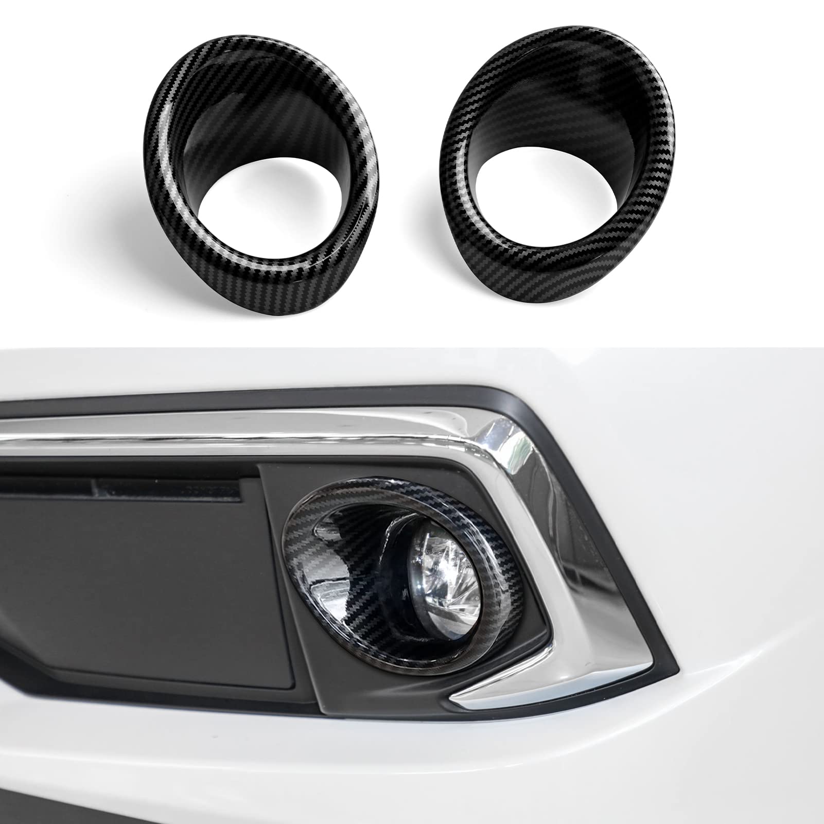 Front Fog Bezel Cover Protector Decals for Honda Civic 2016-2021 10th Gen Accessories ABS Carbon Fiber Exterior Stickers, Not Fit for Si