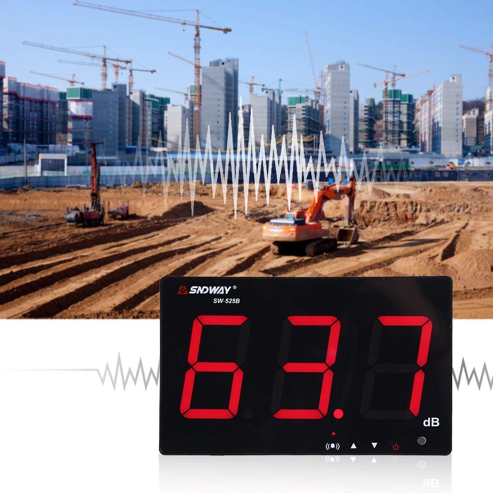 Medidor de Sonido Medidor de Ruido Decibelímetros Portátil Conservar Datos Automáticamente y Alarma, Digital Sound Level Meter con Pantalla LCD Rango de Medición 30db-130db