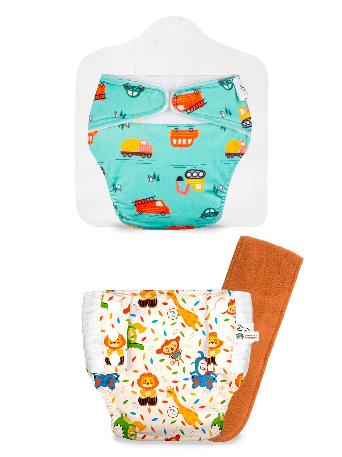 SuperBottoms Little Wheels Freesize UNO Supersoft Cloth Diaper with Velcro + Jungle Beats UNO Cloth Diaper Pants + 1 DryFeel Magic Pad - Reusable Freesize Combo-image-19