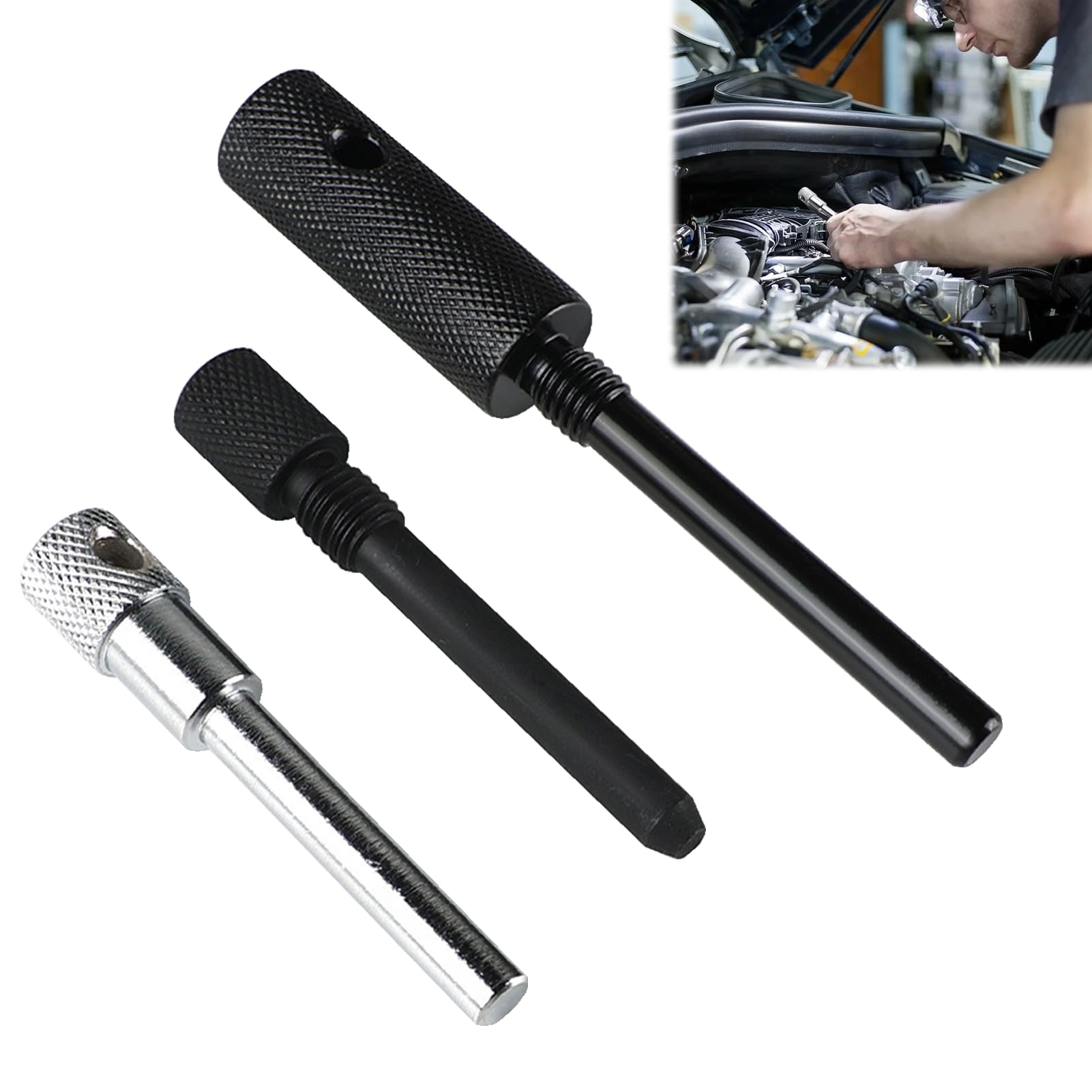 Menibeuty 3PCS Set di Strumenti di Fasatura Motore per Renault e Dacia 1.5/1.9 DCi Compatibili Clio Kangoo Laguna Mégane Scenic Twingo Sandero Duster Kit Fasatura Distribuzione e Valvole, Pige di