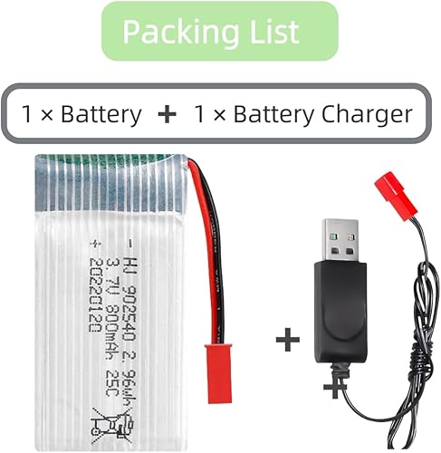 Miniatura 3 de 3.7V 800mAh 25C RC Avión Lipo Batería 902540 para FPV UAV Control Remoto Aviones Control Remoto UAV Quadcopter Copter.X5C X5SW Drone Batería con JST