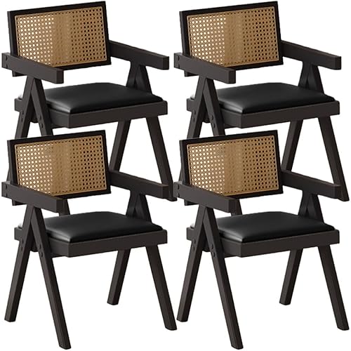 Miniatura 27 de YVYKFZD Juego de sillas de comedor de ratán, sillas de comedor de madera, sillas de cocina con respaldo tejido, sillón tapizado, silla auxiliar