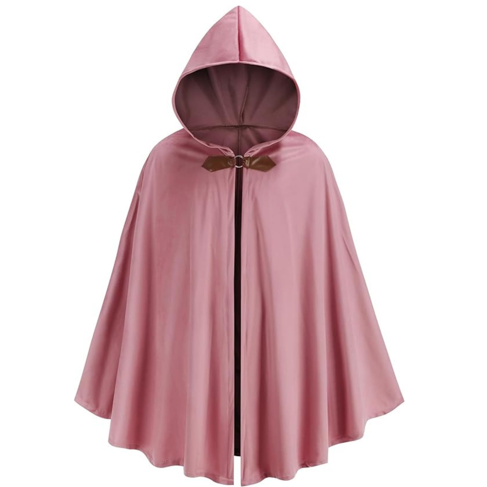 RRCBMD Mens Renaissance Medieval Hooded Cloak Victorian Steampunk Costume Cosplay Pink-130CM
