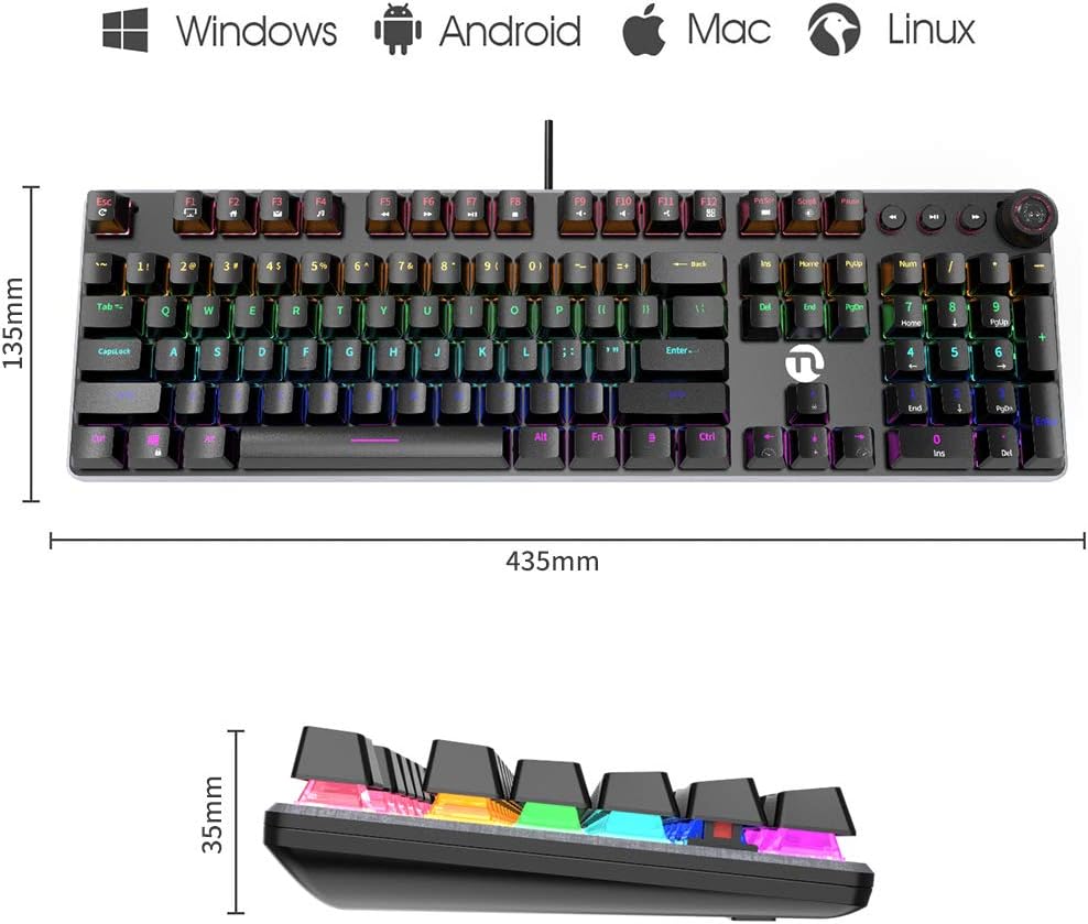 Lоwеѕt Prісе NINGMEI GK32 Mechanical Gaming Keyboard, USB Wired Programmable Keyboard Customizable Backlit RGB LED, 108 Keys Programmable Macro Functionality Anti-ghosting Mechanical Cushioned for PC MacBook pro Rеvіеw NINGMEI GK32 Mechanical Gaming Keyboard, USB Wired Programmable Keyboard Customizable Backlit RGB LED, 108 Keys Programmable Macro Functionality Anti-ghosting Mechanical Cushioned for PC MacBook pro