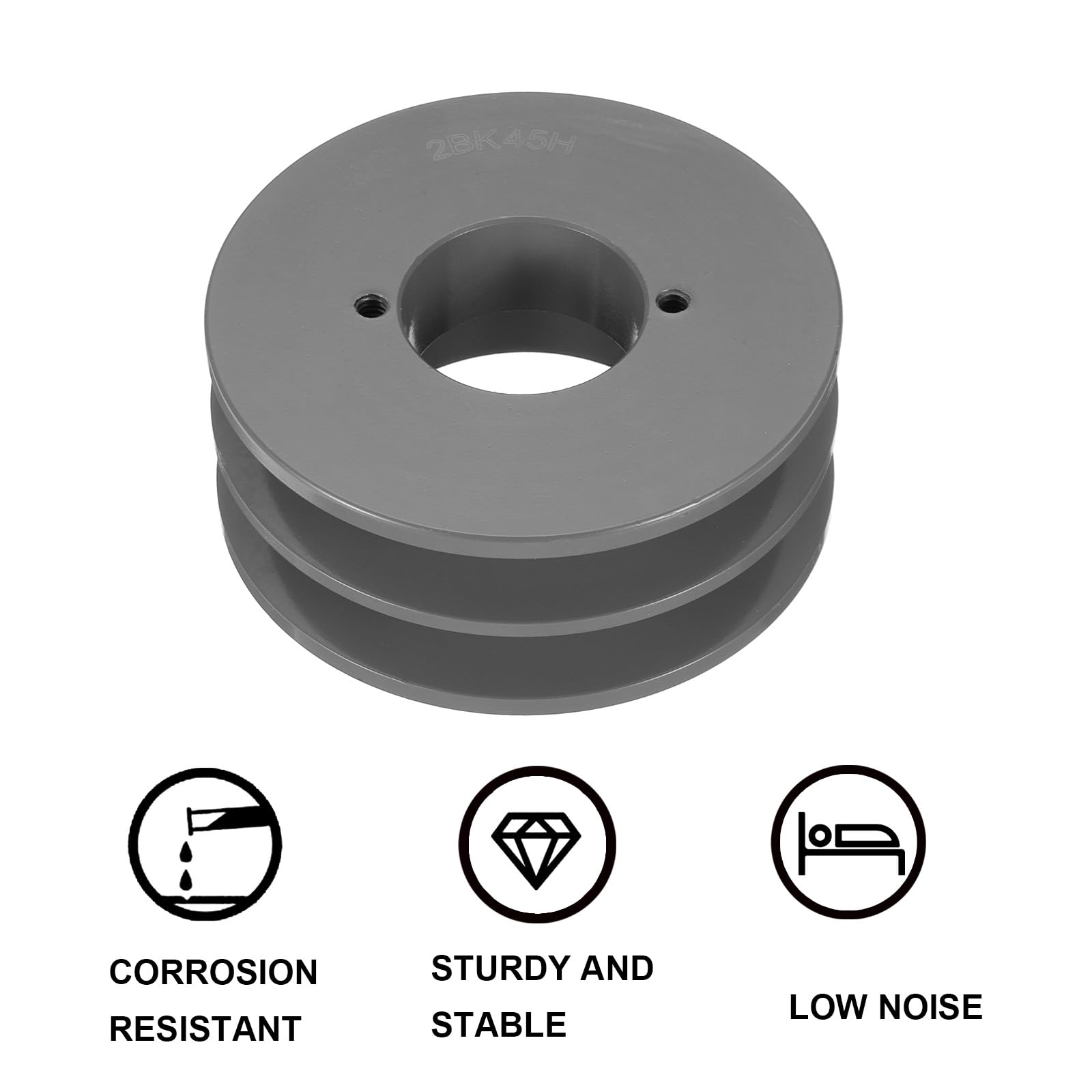 QUARKZMAN 2BK45H Puleggia A V Con 1-5/8" Foro 1.7" Diametro Esterno Doppia Gola Puleggia Forata Su Misura Ghisa Sezione Cinghia Per Cinghia 3L O B