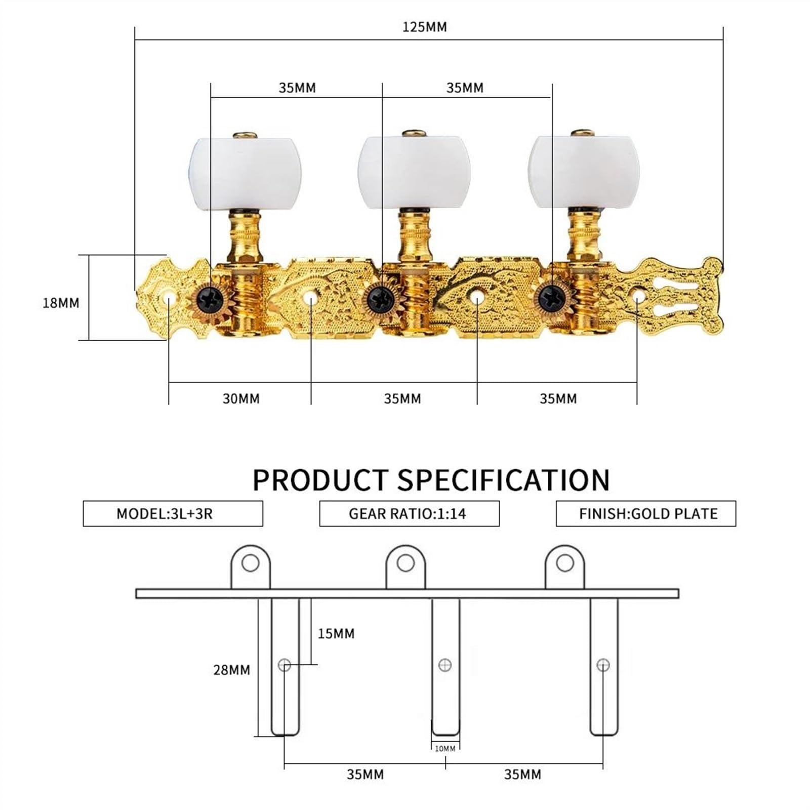 Accordatore Per Chitarra Perni di accordatura per corde per chitarra classica Accessori per chitarra con testa della macchina placcati in oro