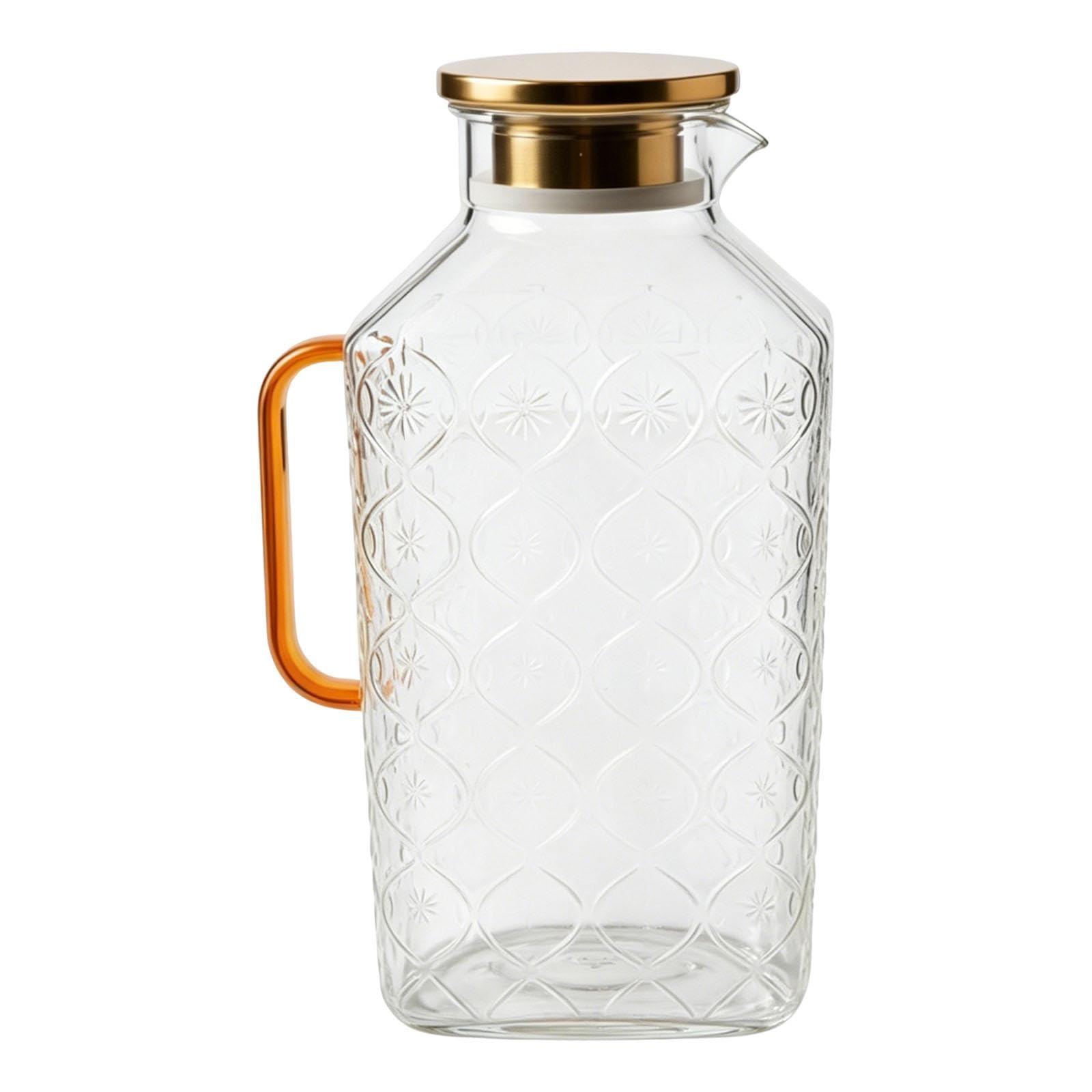 Colcolo Glaskrug, Wasserkocher, transparent, großes Fassungsvermögen, Behälter für Wasser, Saft, Getränke und Kaffee, Goldgriff