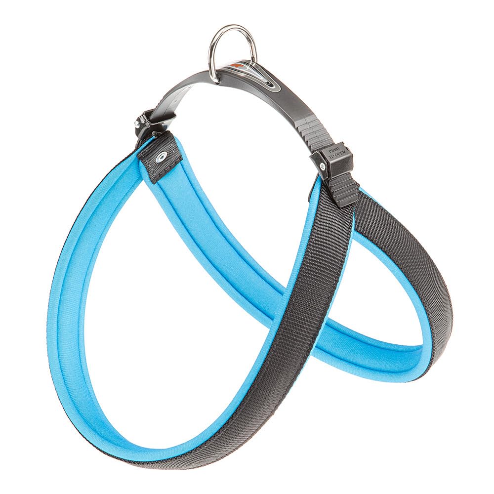 Ferplast Harness for Large Dogs AGILA FLUO 8 Dog Harness with Soft Padding, Quick Release and Attachment System, Chest Size 69-77 cm. Blue