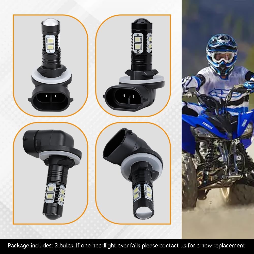 DSkoiph 3 Pack LED Headlight Bulbs Lamps 270W 6000K 3600LM Super White Color For Polaris Sportsman 500 550 570 600 700 800 850 XP Replace 88118smd Fog Lights