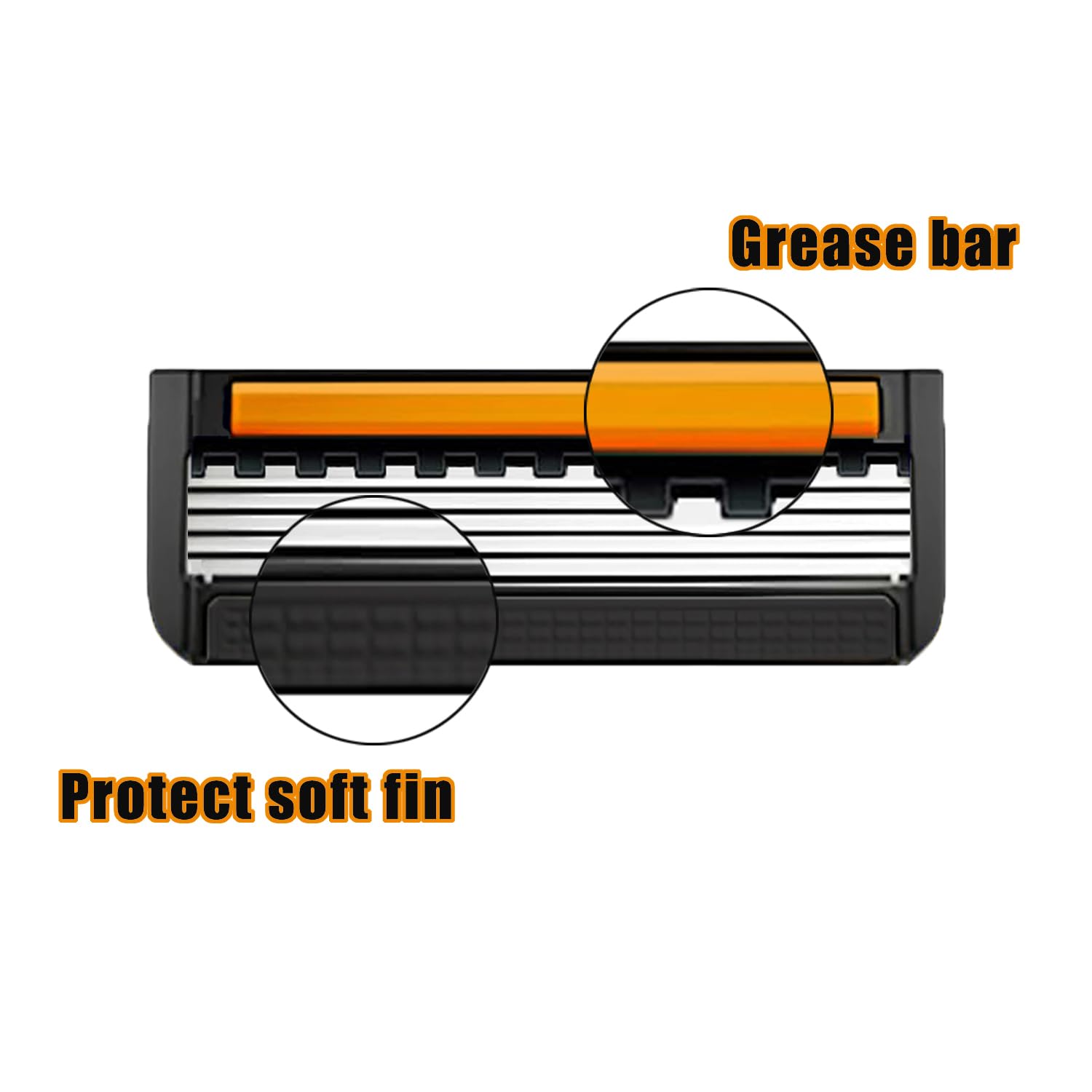 24PCS Razor Blades, 5-Layer Replacement Blades with Protective Fins for Men — view 2