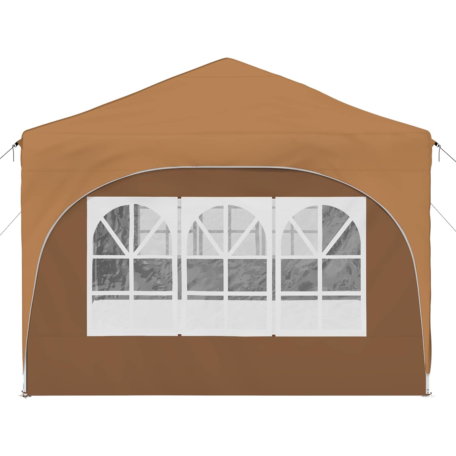 Namiot imprezowy Pop-up z wytrzymałego materiału Oxford 575 x 288 x 245 cm, beżowy, z ochroną przed promieniowaniem UV i wodoszczelnym dachem, składany i z regulacją wysokości, do ogrodu, na