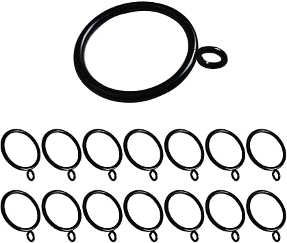15 PCS 1.5 Inch Black Eyelet Curtain Rings - Drapery Rings with Eyelets