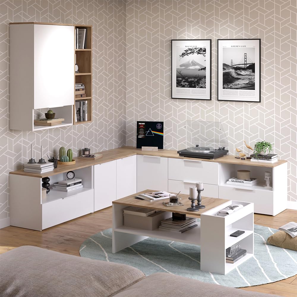 Vicco Credenza Wido, Bianco/Sonoma, 80 x 50 cm con 1 scomparto chiuso, adatto per la conservazione di oggetti domestici