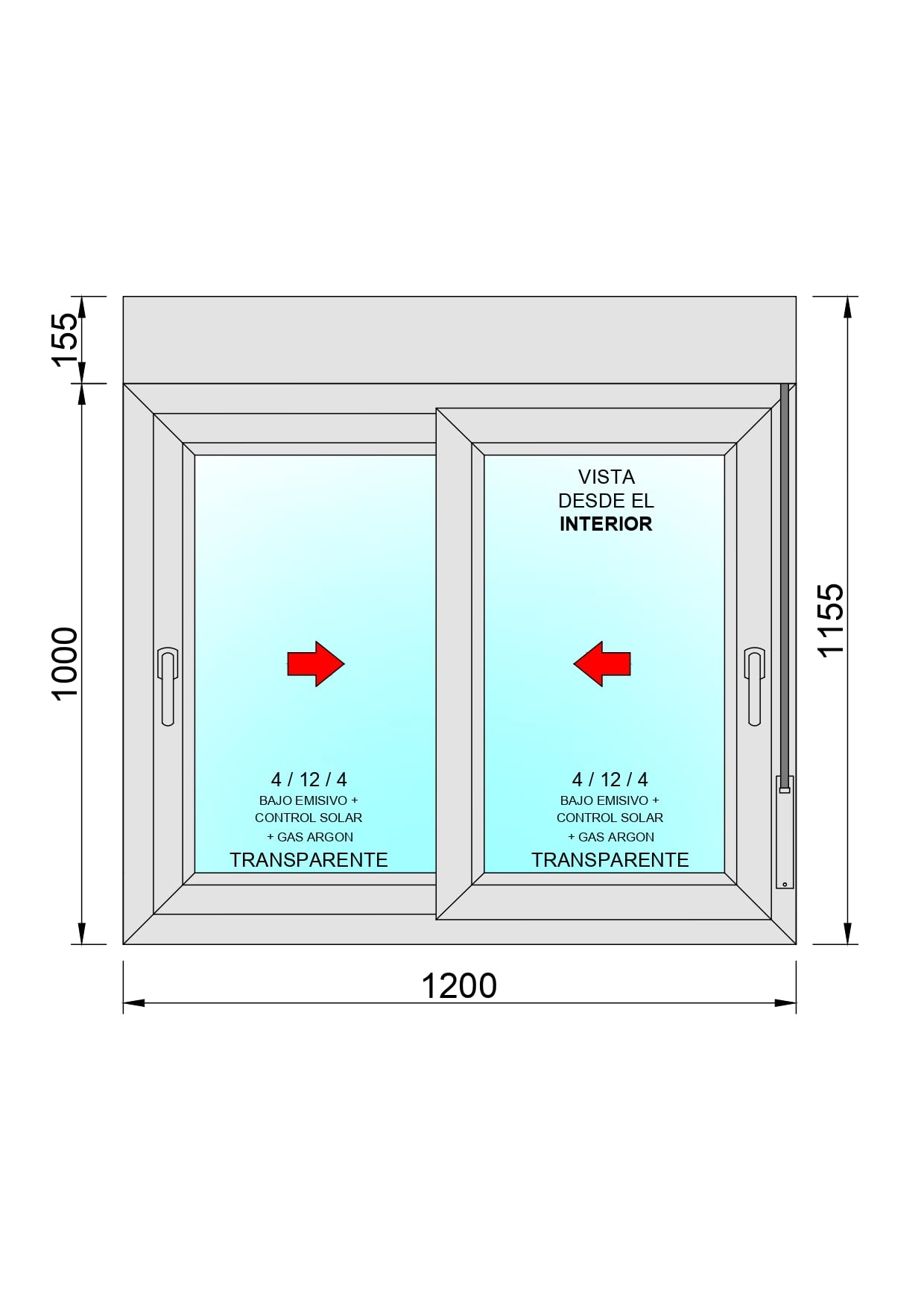 Ventanastock Ventana PVC Corredera Con Persiana (PVC) 1200x1155 2 hojas