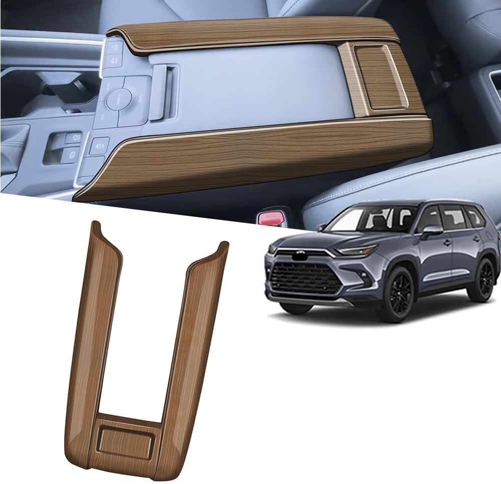 for Grand Highlander 2024 2025 Special armrest Box Cover ABS Anti-Scratch and wear-Resistant Protective Cover One-Piece Installation Customized for Special car Grand Highlander (Wood Grain)