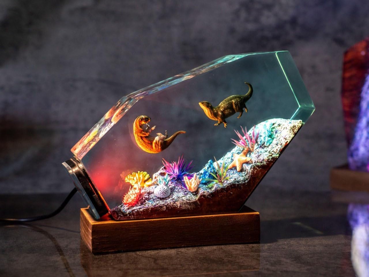 Otter Couple Resin Night Light - Unique Gift for Couple, Cute Animal lamp, Christmas Light, Gift for Animal Lovers