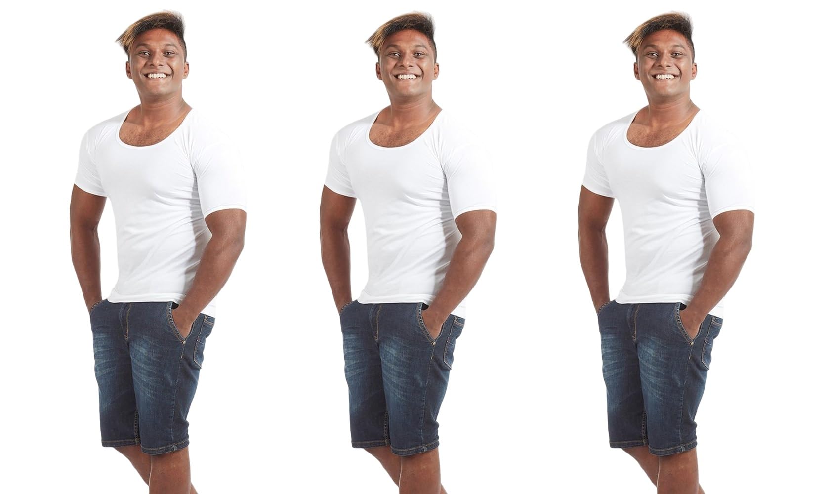 d1 different one Soft Cotton Fine Plain White Half Sleeve Vests - Combo of 3-picture-54
