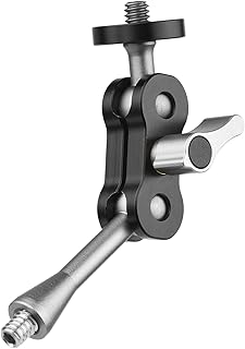 LAURAG MA-95 Suporte de extensão de braço mágico Adaptador de montagem de monitor Liga de alumínio Parafusos de 1/4 de polegada Conexão Cabeça de esfera flexível dupla para montagem de luz LED de