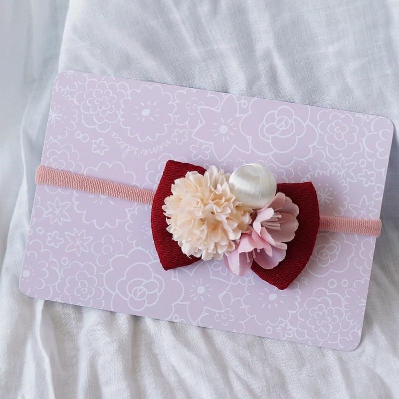 Amazon.co.jp: [ネネズデコ] 桜花と小菊くすみちりめんリボン ベビー