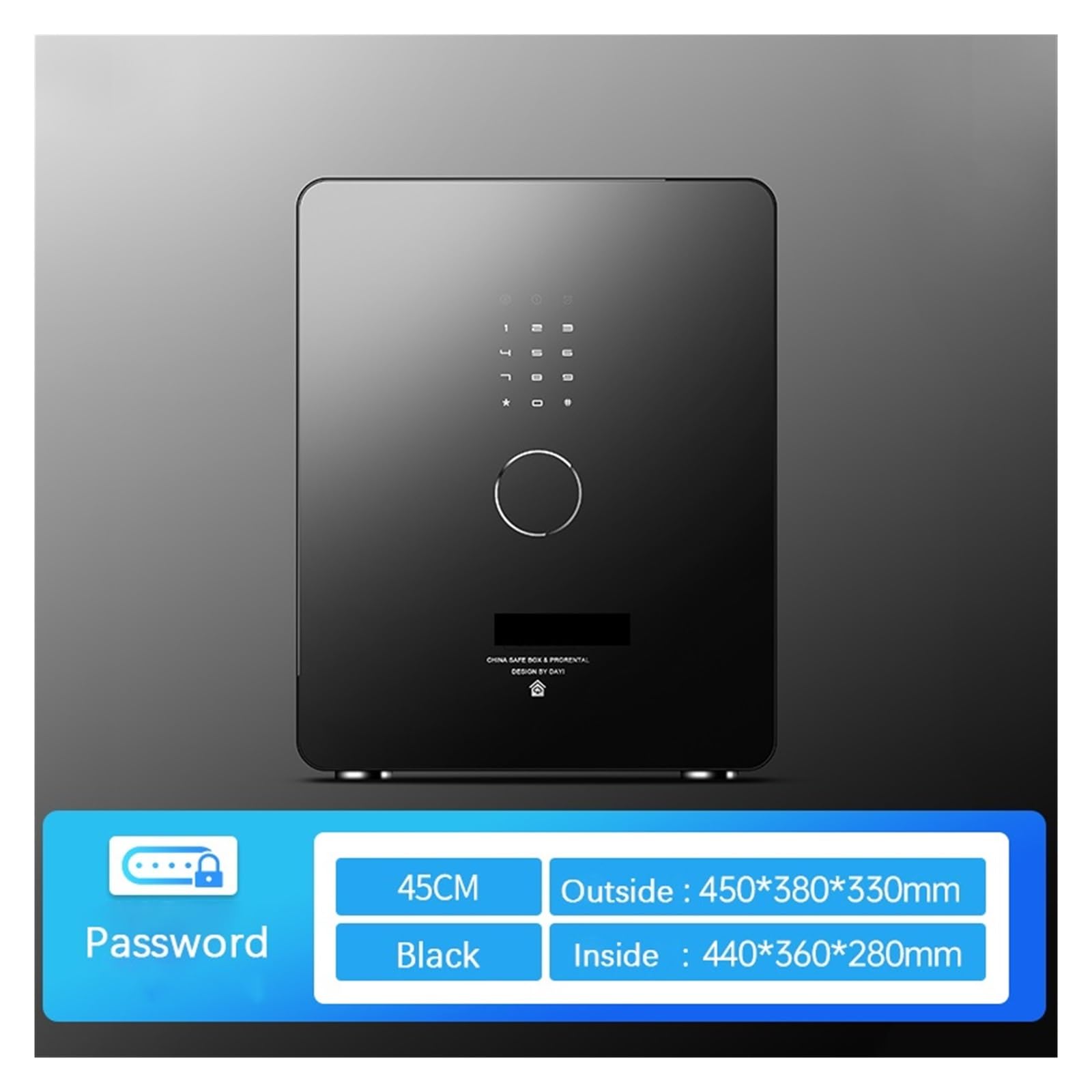 Elektronischer Passwort-Finrabdruck-Safe, Neuer, Smart-Home-Büro, Ganzstahl-Hochsicherheits-Safe Mit Verdecktem Griff | Password-black