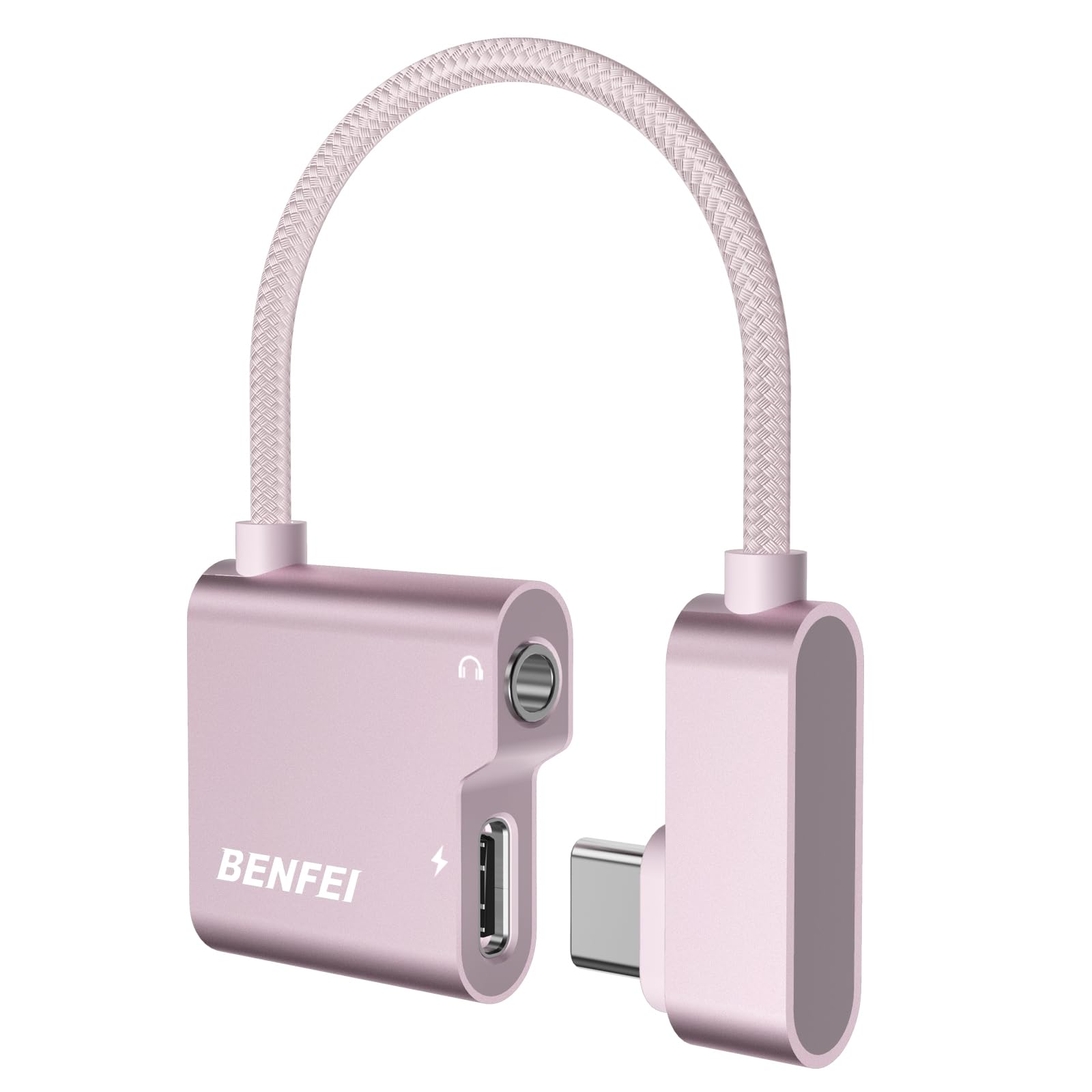 BENFEI USB C to Audio Jack Adapter with 60W Fast Charging, USB-C to 3.5mm Female Headphone Compatible with iPhone 16/15 Pro Max/Pro, Samsung Galaxy S24/S23/S22/S21 Ultra, iPad Pro, Pixel 8 Pink