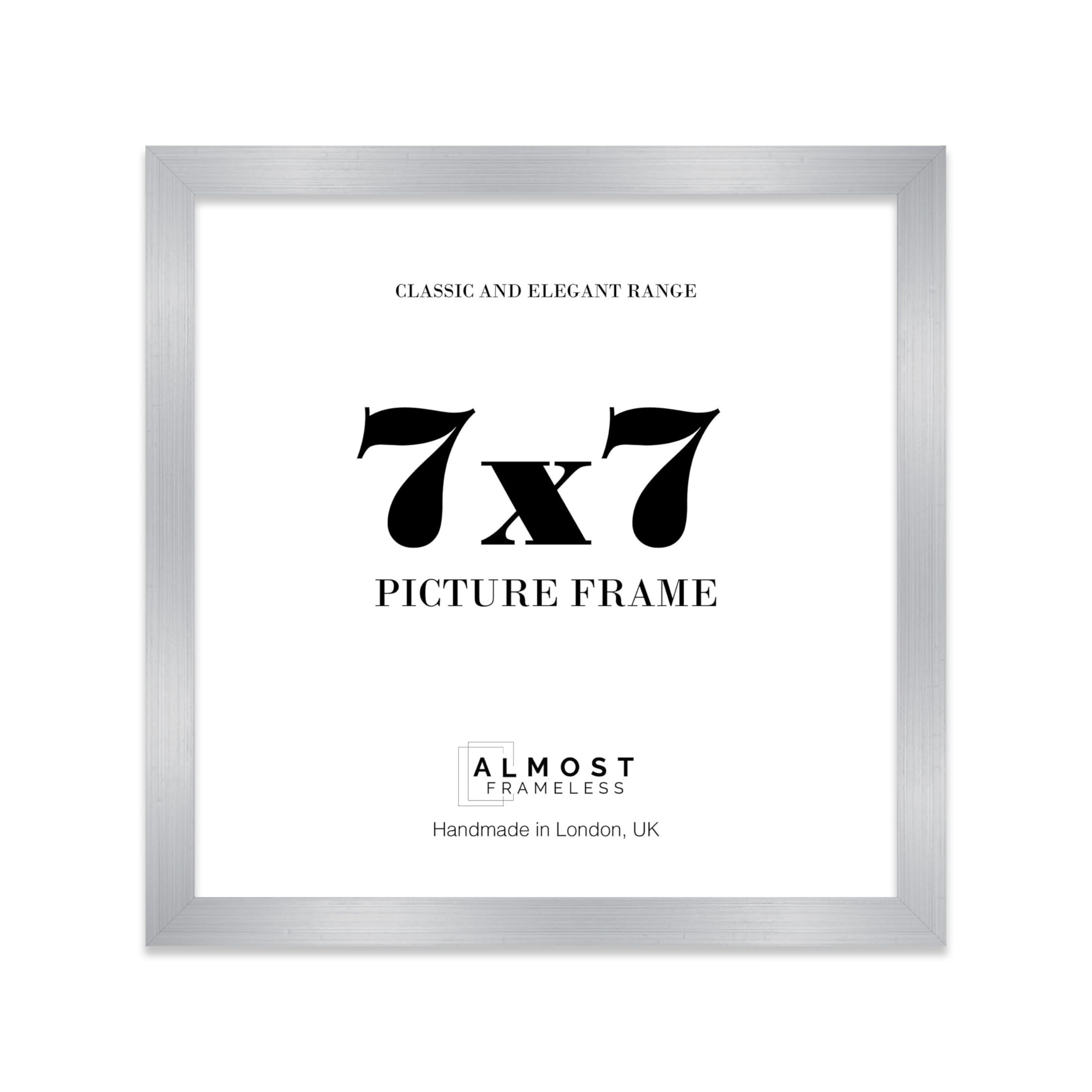 7x7 Silver Picture Frame for Square Photos, Posters, Prints & Artwork, (17.8 x 12.7cm) Wall & Table Display Modern Photo Frame for Home, Office, Gallery Wall, 1 Pack