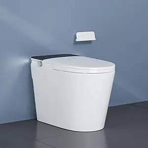 Smart One-Piece Toilet with Heated Seat, Instant Warm Water Bidet, Air Dryer, Auto Flush, Foot Sensor Flush, Seat Sensor Flush, White Ambient Light, Manual Open Lid, Comfortable for Modern Bathrooms