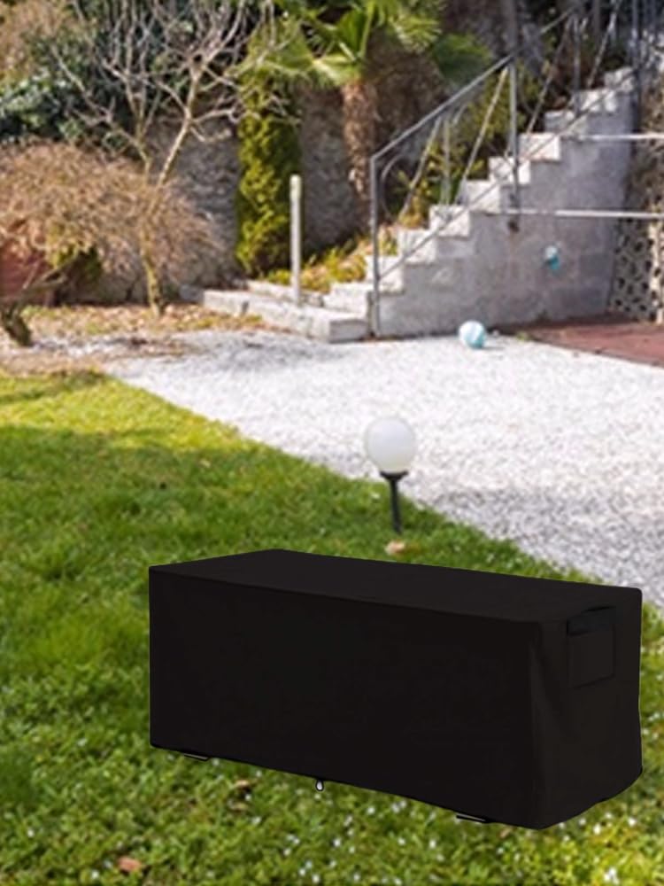 Abdeckung für Deckboxen, für den Außenbereich, für den Außenbereich, strapazierfähig, wasserdicht, für Terrasse, Container-Haube, zwei Belüftungsöffnungen mit Netzen, Möbelplane, wetterfester Rutsch