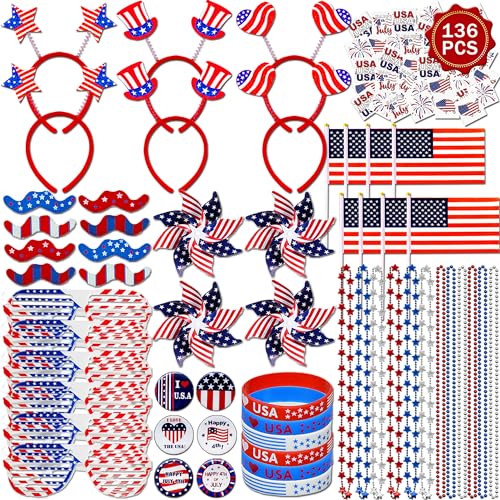 136pcs4thofjulyaccessoriespatrioticpartyfavorsfourthofjulydecorationsuppliesheadbandshutterglassestattoostickernecklaceflagamericanmemorialindependencedayusathemed Urban Country Home Decor 136pcs 4th of july accessories patriotic party favors fourth of july decoration supplies headband shutter glasses tattoo sticker necklace flag american memorial independence day usa themed urban country home decor
