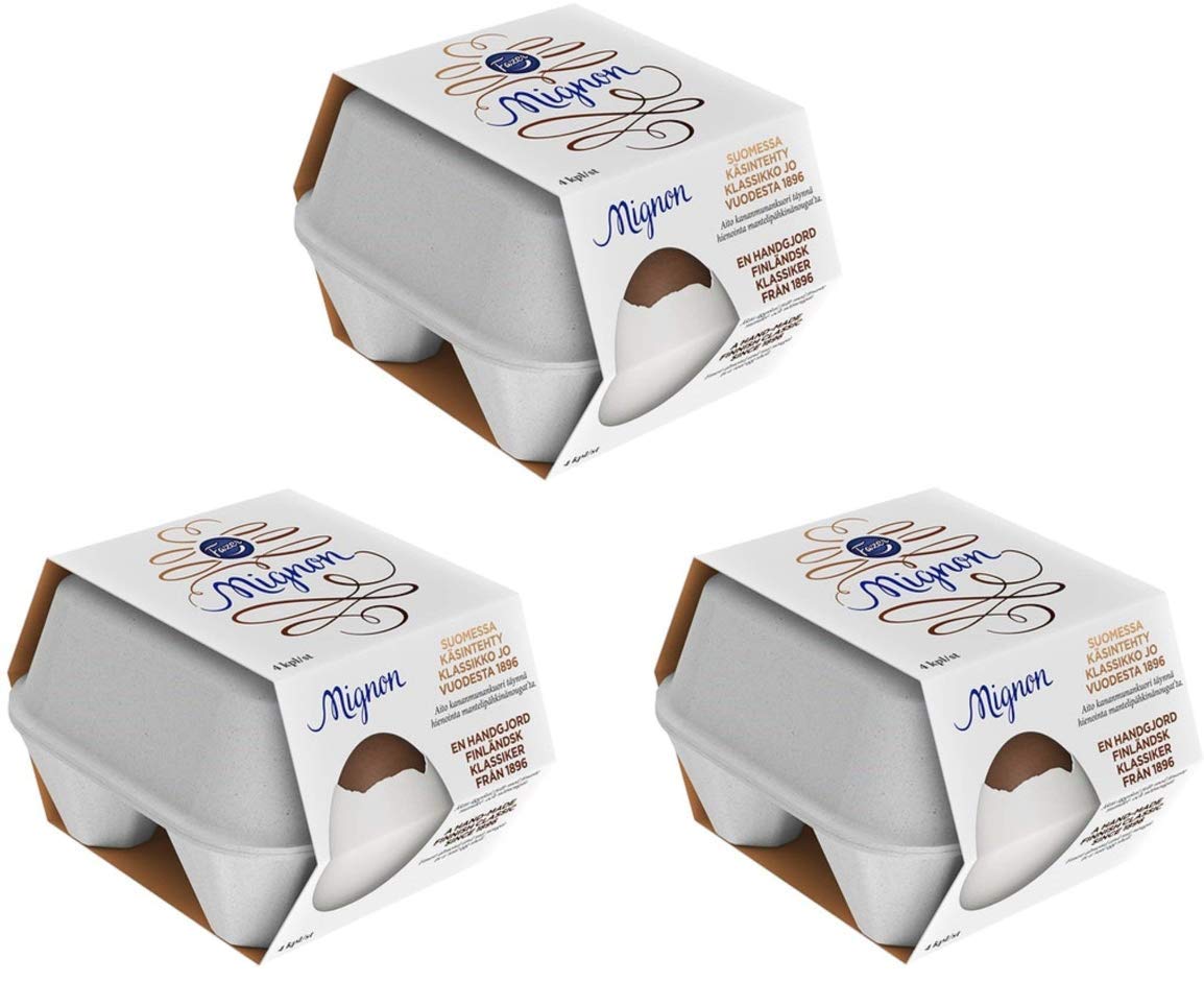 12 x Fazer Mignon 52g Chocolate Egg Chocolate filled with finest almond and nut nougat MILK- and GLUTEN FREE