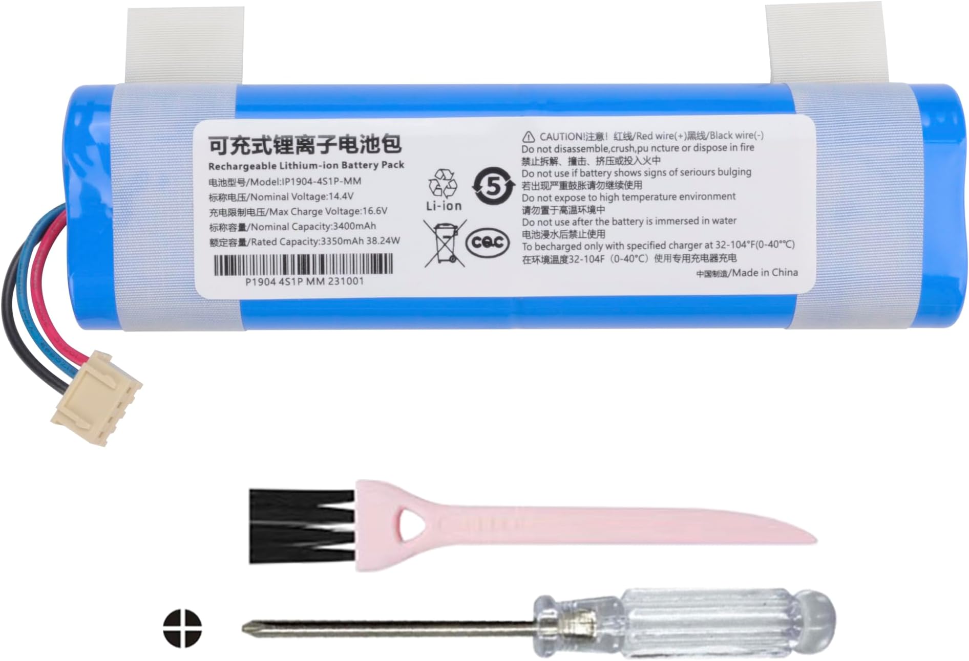 3400mAh Li-Ion Replacement Battery for Ecovacs Deebot N8, Deebot N8+, Deebot N8 Pro, Deebot N5, Deebot Ozmo 900, Ozmo 905, Ozmo 920, Ozmo 930, Ozmo 937 Robot Vacuum Cleaner 14.4V