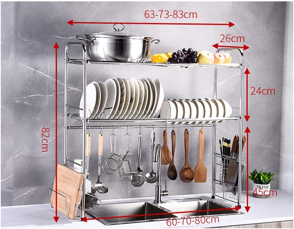Dish Drying Rack Dish Storage Organizer Rack Display Stand Stainless Steel Dish Rack and Drainboard Set Dish Drying Rack