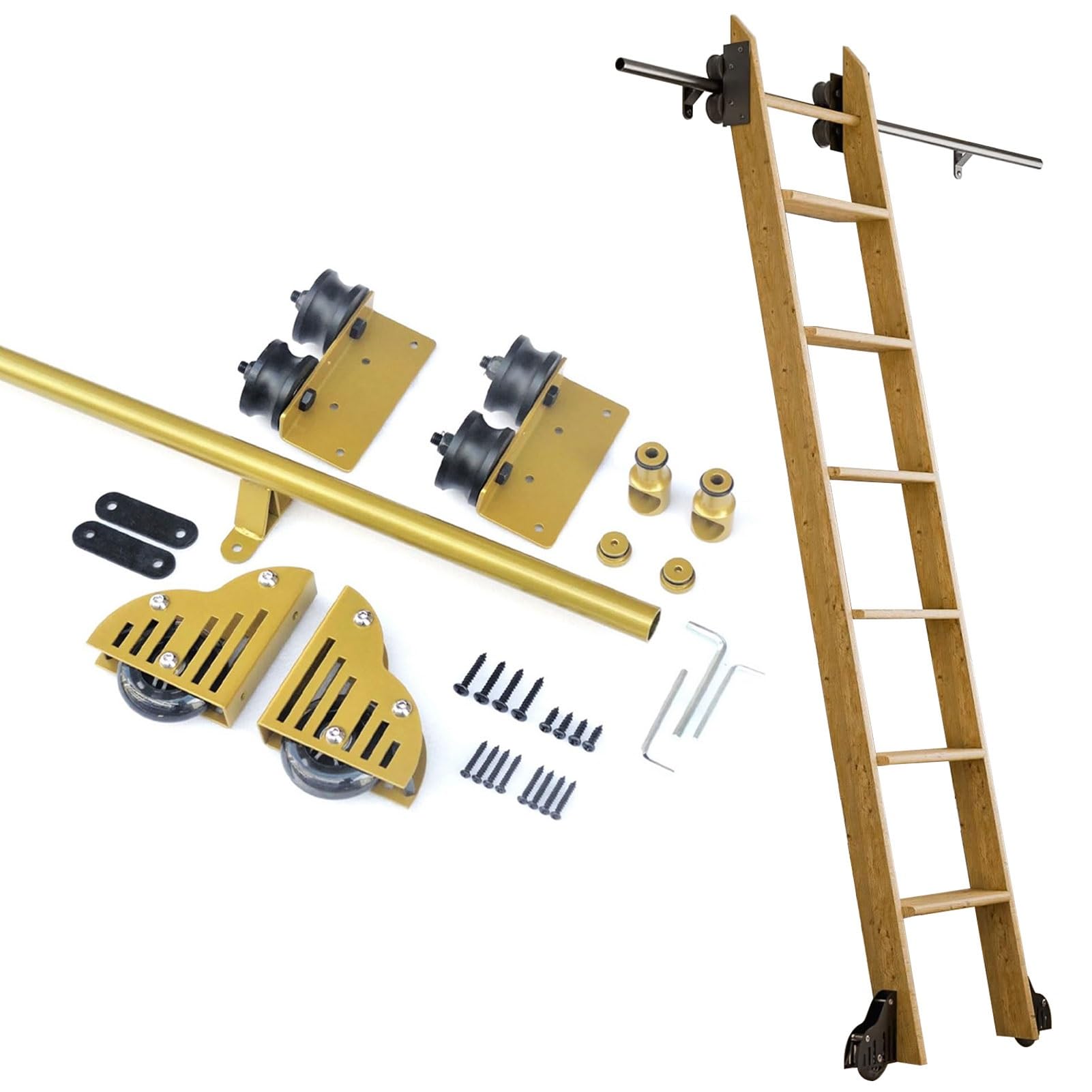 Kit quincaillerie pour échelle coulissante de bibliothèque : fixez vos rails sans escabeau instable